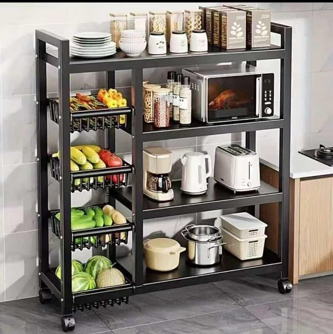 Multipurpose microwave and vegetable rack with wheels